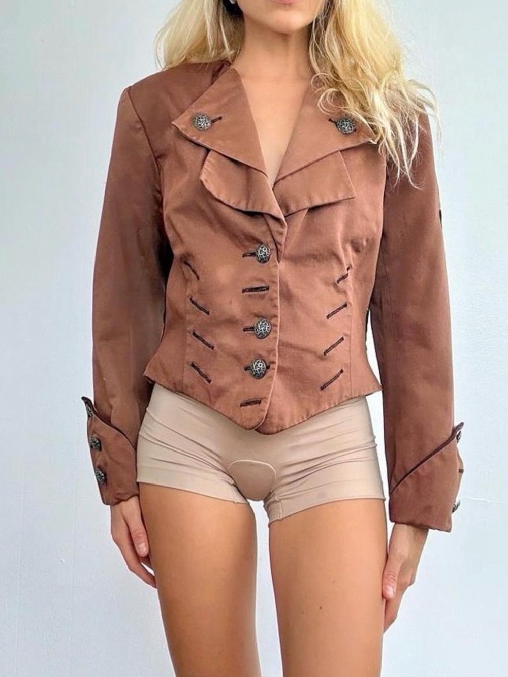 Entre Deux Modes 
Brown Tailored Women's Jacket - Classic Button Front